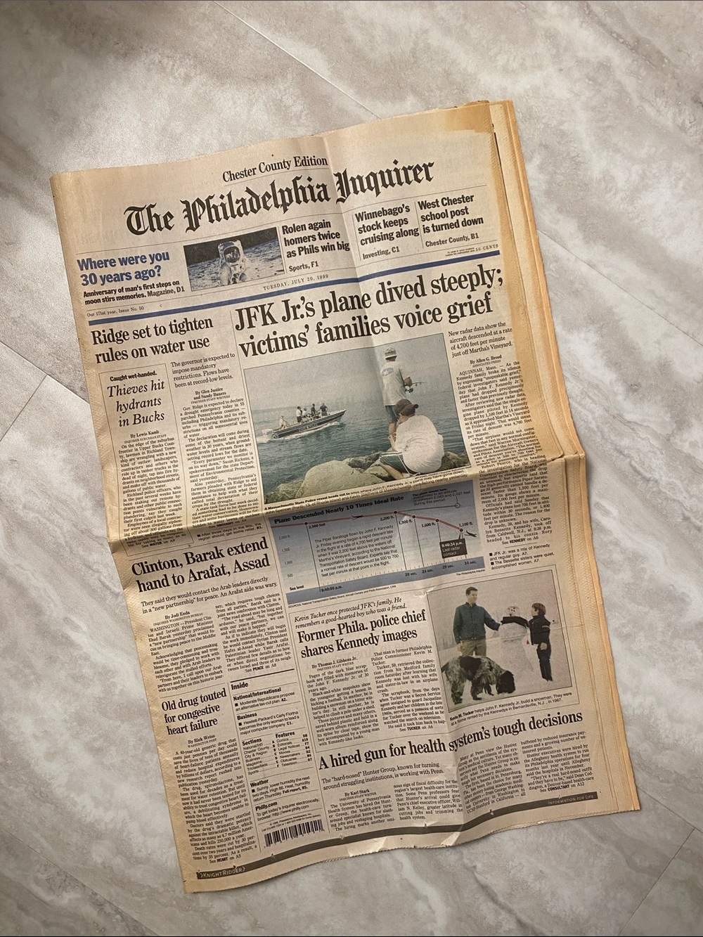 Vintage 1999 The Philadelphia Inquirer Newspaper - JFK Jr. Kennedy News